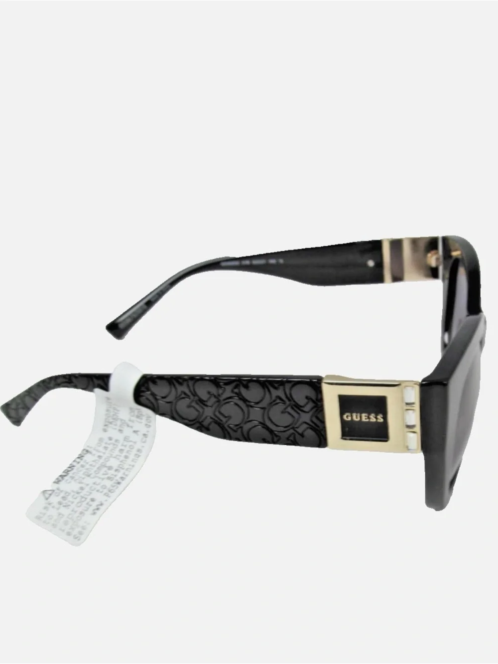 GUESS Black Oversized Cat-Eye Sunglasses with Logo Temples